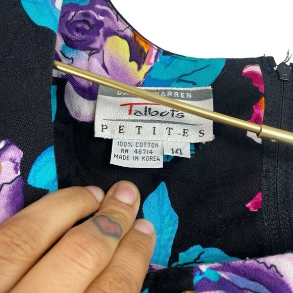 Talbots Petite Vintage 90's Floral Cottage Core Dress Size 14P 381 - Picture 5 of 12